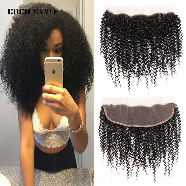 Malaysian 8A Kinky Curly Hair Lace Frontal Closure 13x4 Free Part 1 Piece Remy Hair