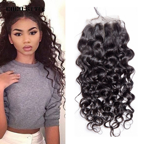 Water Wave Closure Human Hair Closure Brazilian Hair Lace Closure Nonremy Swiss Lace 4*4 Free Part 8-20 Inch