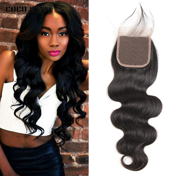 Brazilian Body Wave Closure Remy Hair Weave 4x4 Lace Closure Free/Middle/Three Part Swiss Lace With Baby Hair