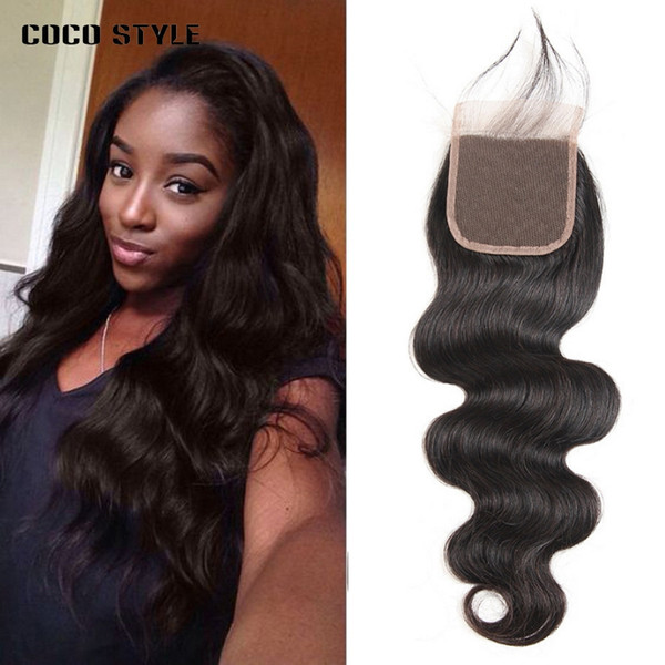 Peruvian Lace Closure Body Wave Middle Part 4''x 4'' Natural Color 100% Human Hair Remy Hair Free Shipping