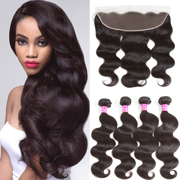 Wholesale Brazilian Human Hair Straight Virgin Hair 4 Bundles With Lace Closure Body Wave with Frontal Unprocessed Extensions Weave Bundles