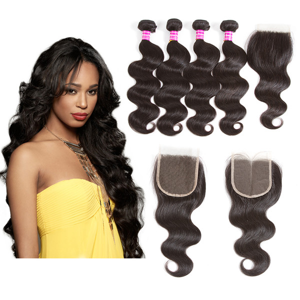 Brazilian human Hair Bundles Straight Remy Weaves with Closure Unprocessed Bundles with Frontal Accessories Bulk Human Hair Extensions Wefts