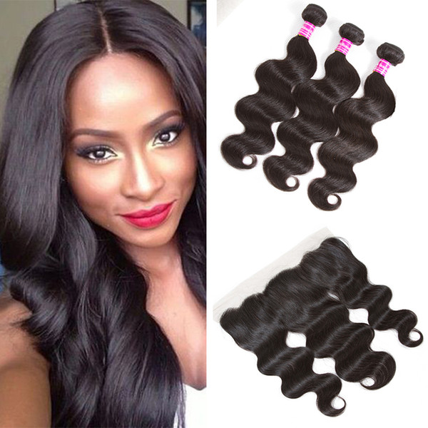 Dedicate Body Wave Brazilian Virgin Hair with Frontal Closure Unprocessed Body Wave Human Hair Weaves with Eat to Ear Lace Frontal Closure