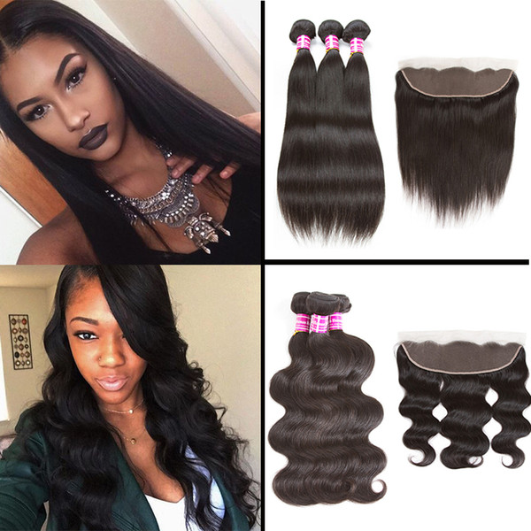 Brazilian Body Wave Hair Weaves Straight Bundles with Frontal Closure Unprocessed Brazilian Wet and Wavy Human Hair Extensions by Dedicate