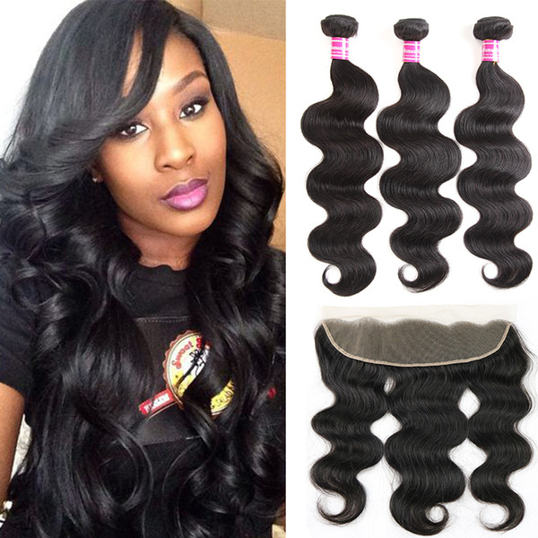 Wet and Wavy Brazilian Body Wave Hair Bundles with Frontal 13x4 Lace Frontal and Remy Human Hair Weave Bundles top Extensions Cheap items