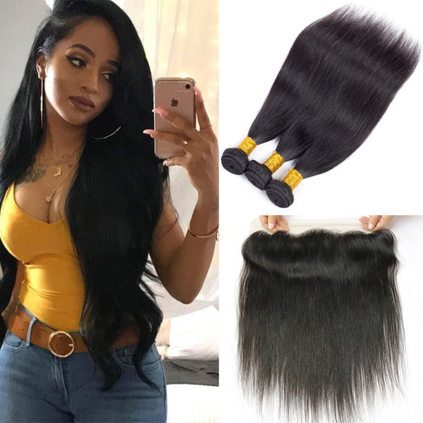 Daily Deals Best Sale Items Mink Brazilian Straight Hair Bundles With 13x4 Straight Lace Frontal Remy Human hair Lace Frontal With Bundles