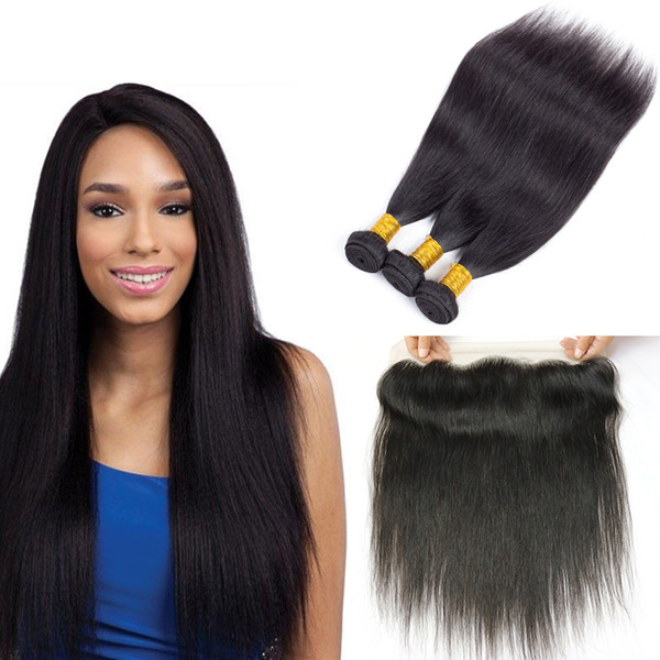 Brazilian Straight Hair Bundles with Closure Wholesale Human Hair Wefts With 13x4 Lace Frontal Closure Remy Human Hair Extensions Fastyle