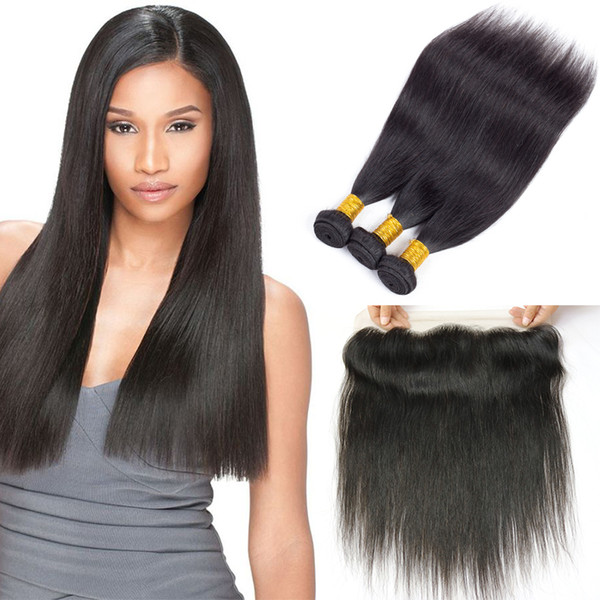 New Arrival Mink Brazilian Straight Hair Weaves Closure 13x4 Lace Frontal with 3 Bundles with closure Remy Human Hair Extensions Wholesale