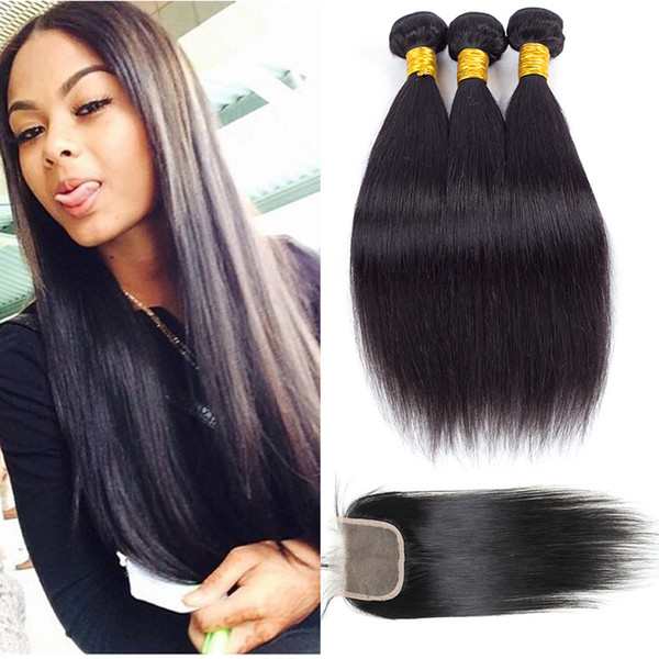 Top Best Sale Peruvian Human Hair Bundles with Top Lace Closure Peruvian Hair Weaves Closure Wholesale Cheap Hair Extensions 