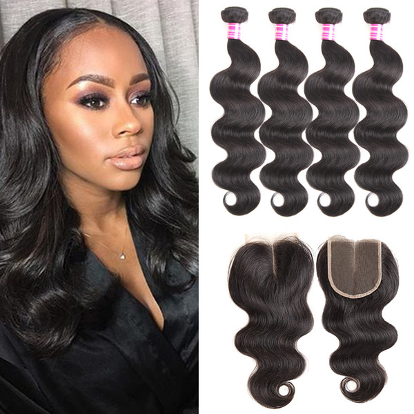 Mink Brazilian Body Wave Hair Weaves 4 Bundles with Closure Remy Virgin Human Hair Extensions Soft Best Sale Cheap Daily Deals Wholesale