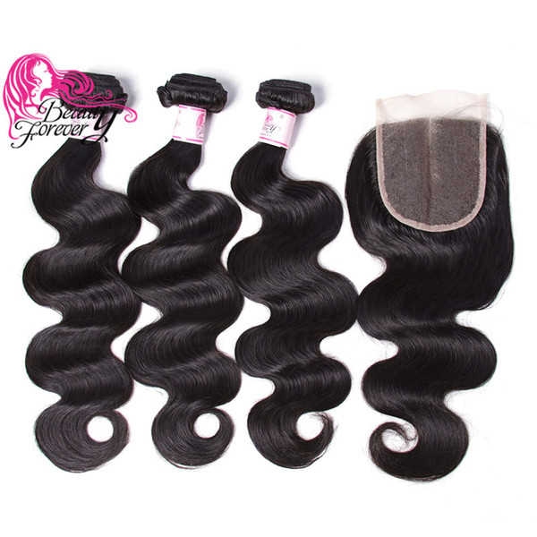 Beauty Forever Peruvian Body Wave Hair Bundles 3 Bundles With Closure Middle Part 4*4 Lace Closure 4 Pcs Weave Closure Cheap Hair Extension