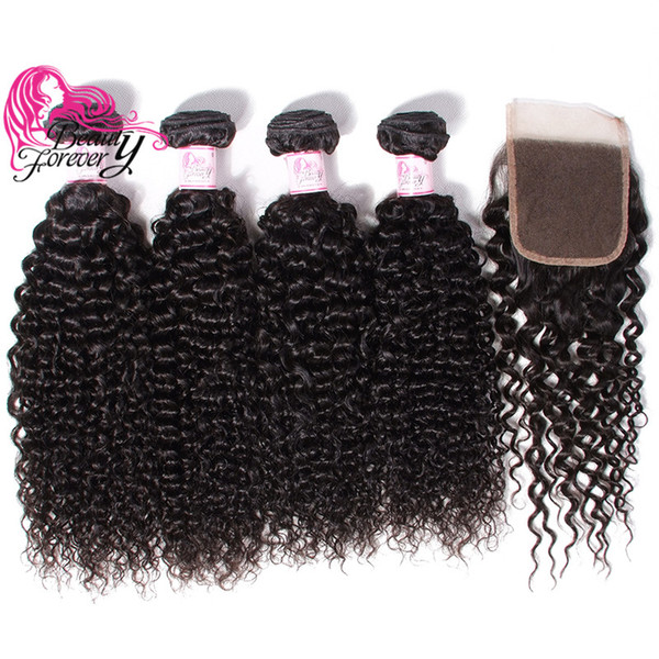 8A Malaysian Curly Human Hair Bundles With Lace Closure Best Quality Virgin Hair 4 Bundles With Closure Free Part Unprocessed Hair Weaves