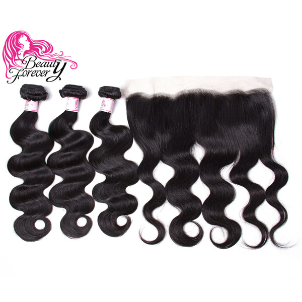 Beauty Forever Virgin Peruvian Body Wave 3 Bundles With Frontal Closure Ear to Ear Lace Frontal With Bundles Remy Weaves Closure Remy