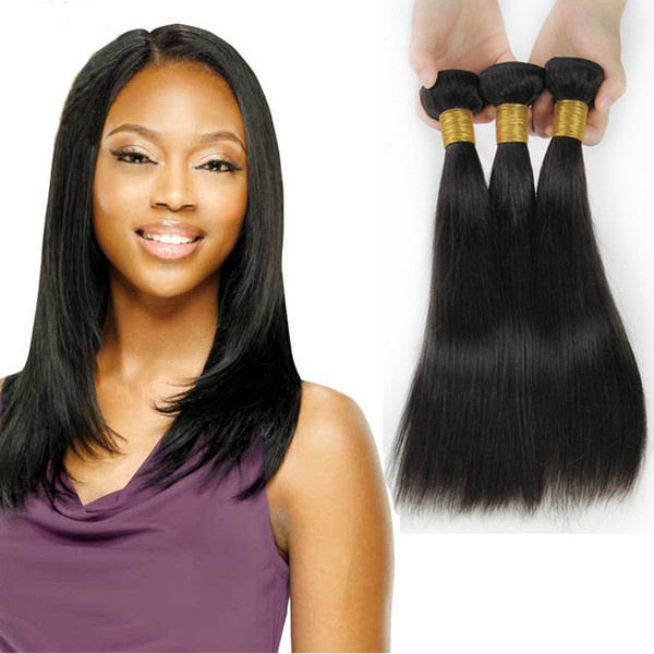 bundles Brazilian Straight hair 8-28inch 3 bundles virgin human hair bundle extensions natural color unprocessed thick soft by Qtfn