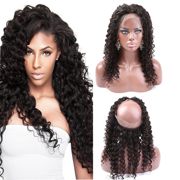 360 Lace Frontal Closure Deep Curly Pre Plucked Natural Hairline with Baby Hair Bleached Knots Free Part Natural Color Virgin Humanhair