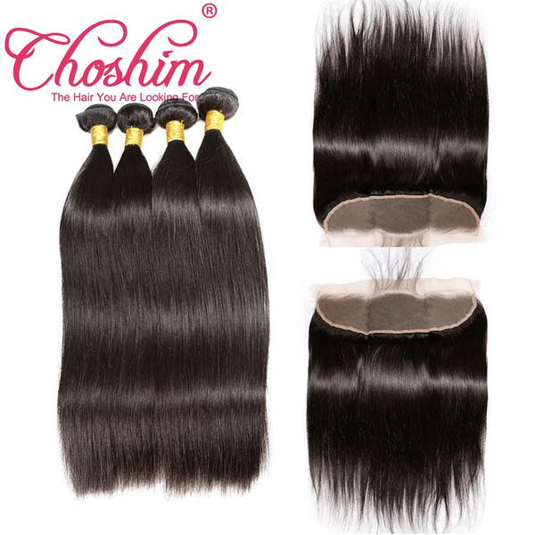 Choshim Brazilian Straight Virgin Hair With Frontal Lace 13*4 Ear to Ear Lace Frontal With Bundles Unprocessed Straight Hair With Frontal