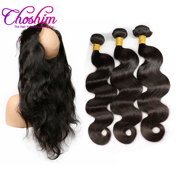 JK Hair Brazilian Body Wave For Black Woman With Closure 360 Lace Band Frontal With Bundles 360 lace Remy Hair With Bady Hair