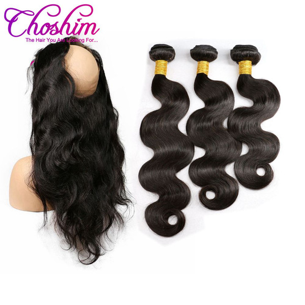 JK Hair Brazilian Body Wave For Black Woman With Closure 360 Lace Band Frontal With Bundles 360 lace Remy Hair With Bady Hair