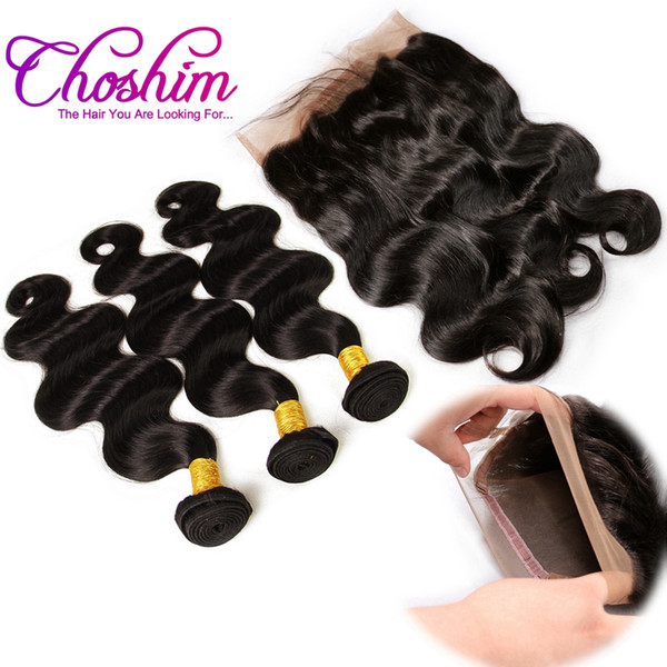 Choshim JK Brazilian Body Wave For Black Woman With Closure 360 Lace Band Frontal With Bundles 360 lace Remy Hair With Bady Hair