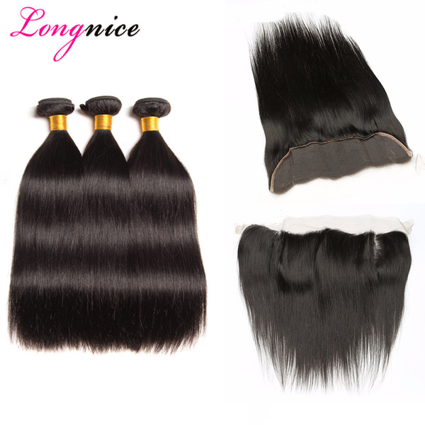 Gaga Queen Brazilian Virgin Human Hair Weft Extensions Straight Body Wave 4 Bundles With Lace Closure Frontal Ear To Ear Lace Frontal