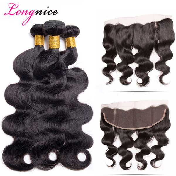 FACTORY Price Peruvian Body Wave 3 Bundles With Lace Frontal Closure Brazilian Malaysian Indian Hair Extensions With 13*4 Swiss Closure