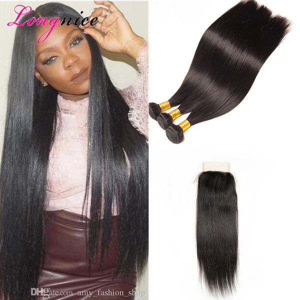 Brazilian Straight & Body wave Human Hair Bundles With Closure Brazilian Human Hair With Closure Unprocessed Virgin Hair Weaves Wholesale