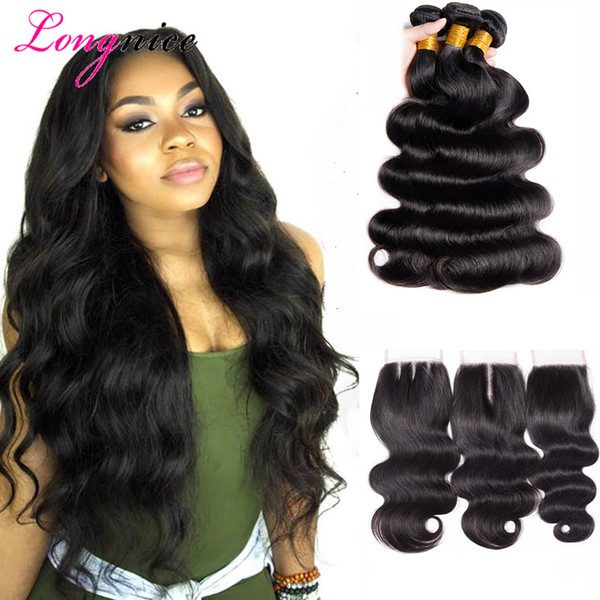 8A Brazilian Body wave With 4X4 Lace Closure Unprocessed Brazilian Virgin Hair Body Wave With Closure Extensions Brazilian Human Hair Weave