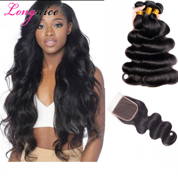 Brazilian Body Wave Hair Extension 3 Bundles With Lace Closure 4