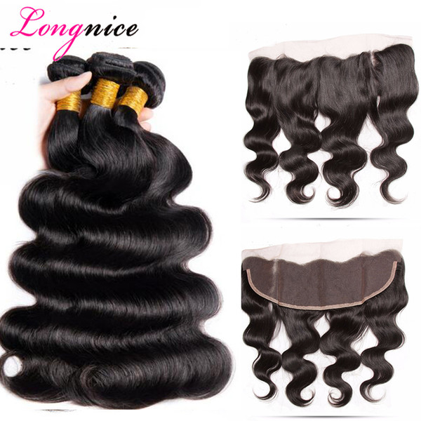 Super Deal Brazilian Body Wave Lace Frontal With Bundles 4/Pcs Lot Cheap Peruvian Malaysian Indian Human Hair Weft & Ear to Ear 13*4 Closure