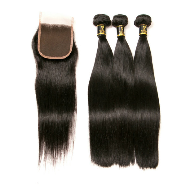 8A Virgin Hair bundles with closure brazilian hair 3 bundles with closure straight human hair with bundles straight weave extension