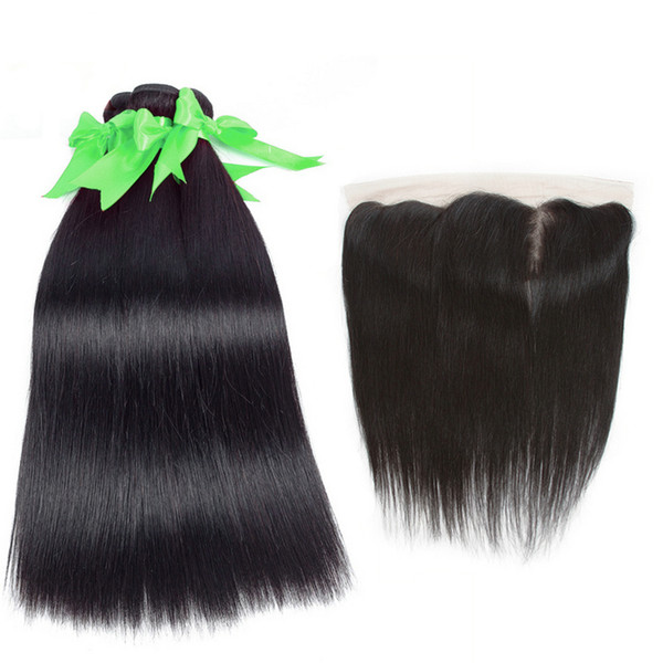 Musi human hair bundles with closure brazilian hair straight 3 bundles with closure silky and soft 100 % Virgin Human hair double weft