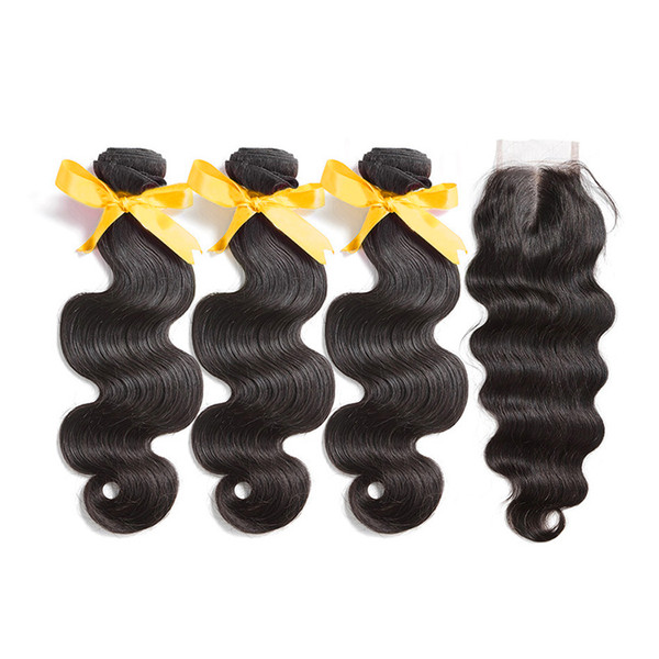 Musi 8A Virgin Hair Bundles with Closure Brazilian Hair Bundles with Closure Brazilian Body Wave with Closure Human Hair Weave Extension