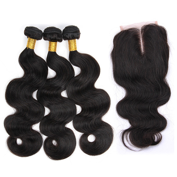 Musi 8A Virgin Human Hair Bundles with Closure Brazilian Body Wave With Closure Human Hair Extension Bunldes Full Head Double Weft