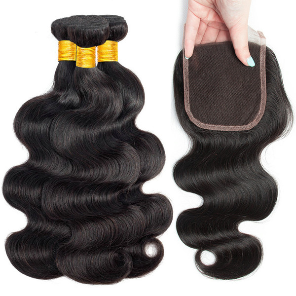 Musi Brazilian Hair Bundles With Closure Body Wave with Closure 8A Virgin Hair Bundle With Closure Human Hair Weave for black women