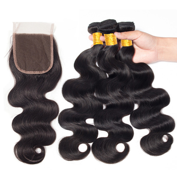 Musi Body Wave Bundles with Closure Brazilian Hair Bundles With Closure 8A Virign Human Hair Weave Bundles