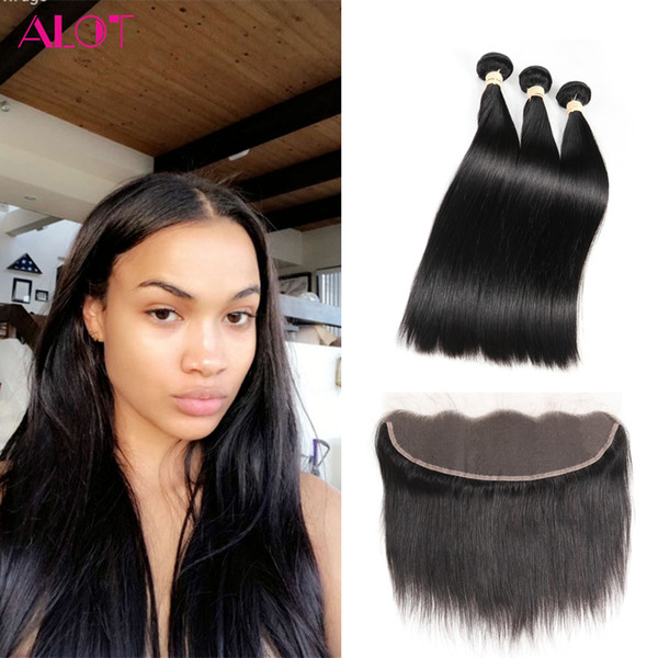 Lace Frontal with Bundles Brazilian Human Hair Weft 13*4 Lace Frontal Ear to Ear Natural Hairline Lace Frontal with Human Hair Bundles