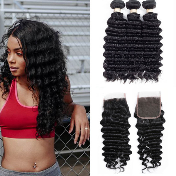 Peruvian Hair Bundles Loose Deep Wave Human Hair Extensions Remy Hair Can Buy 3 Bundles Natural Color With Closure