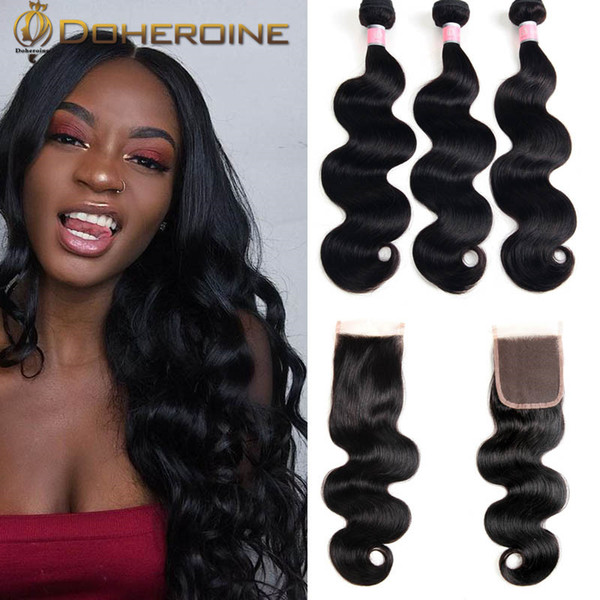 Brazilian Body Wave Bundles With Closure 4*4 Lace Closure Brazilian Hair Weave Bundles With Closure Human Remy Hair