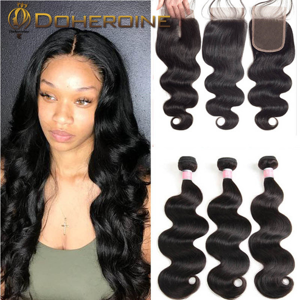 Peruvian Body Wave 3 Bundles With Closure Remy Human Hair Bundles With Closure Peruvian Hair Bundles With Closure