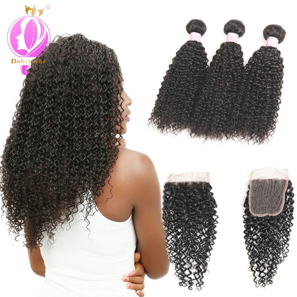 Mongolian Kinky Curly Hair Extension 100% Remy Human Hair Weaving Bundles Machine Double Weft Nature Color 