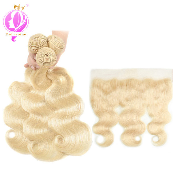 Body Wave #613 Brazilian Human Hair Bundles With lace Fontal 100% Unprocessed Brazilian Virgin Hair Extensions 