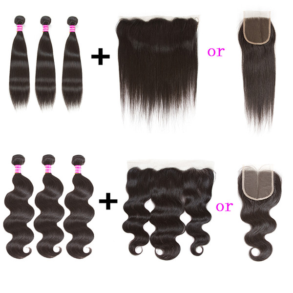 sale peruvian virgin hair wefts 3 bundles with 13x4 lace frontal ear to ear or 4x4 lace closure weave closure