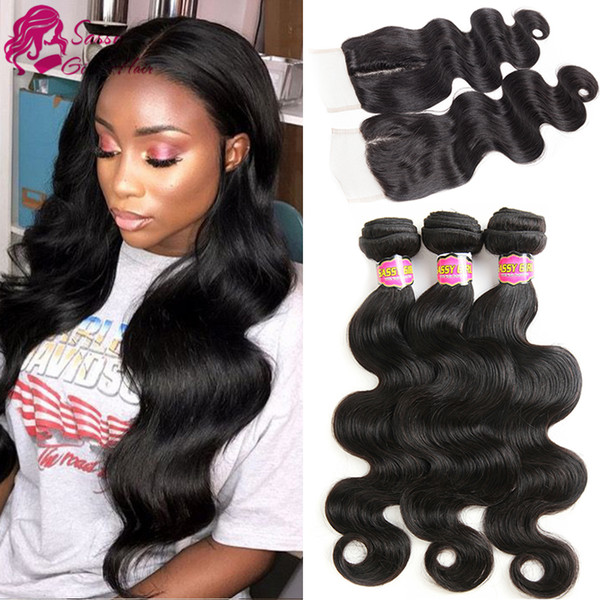 Malaysian Virgin Hair Body Wave 3 Bundles With Lace Closure Human Hair Natural Color Unprocessed Remy Hair Closure Natural Color