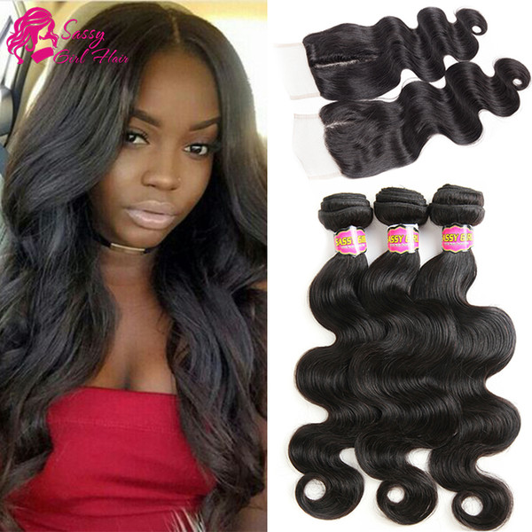 Mongolian Virgin Body Wave 3 Bundles With Closure 7A Unprocessed Mongolian Human Hair Bundles With Closure Free Part Natural Color