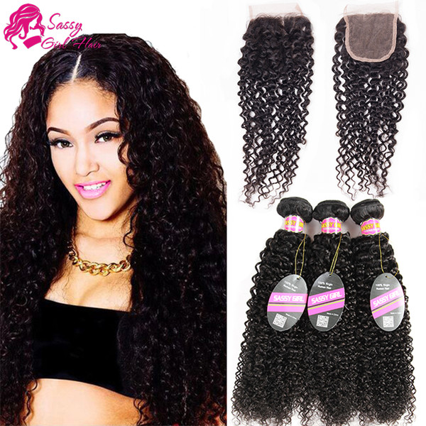 Indian Remy Weave Closure With Curly Hair Bundles Virgin Indian Hair Weaves Cheap Human Hair Wefts And Top Closure Free Three Middle Part