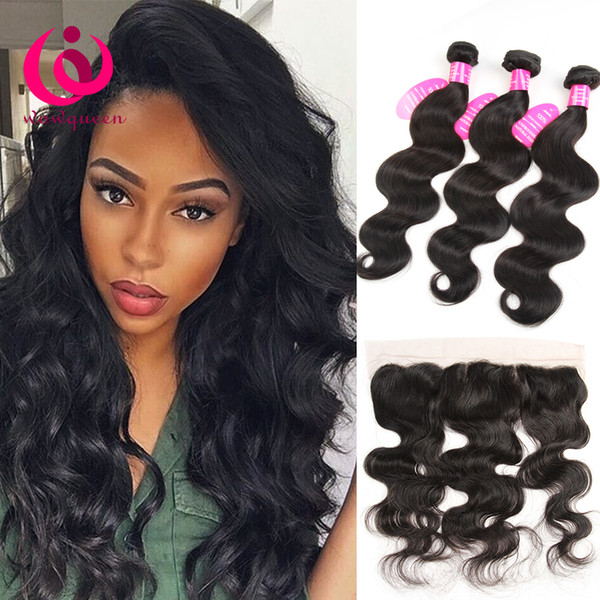 Malaysian Body Wave Hair Bundles With Lace Frontal 8A Grade Human Hair Weave Lace Frontal Closure With Bundles Virgin Hair Extensions