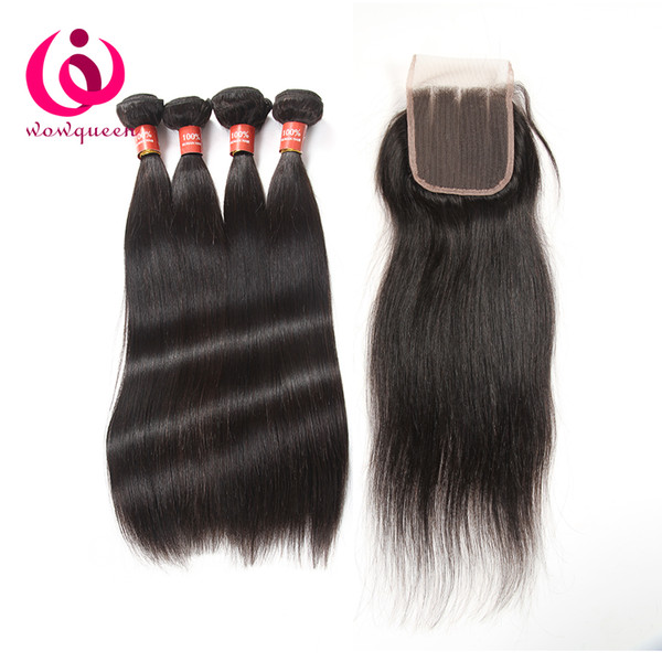 Indian Human Hair Extensions With Closure 100% Unprocessed Indian Virgin Hair Lace Closure Bundles Derun Cheap Raw Indian Hair Weave