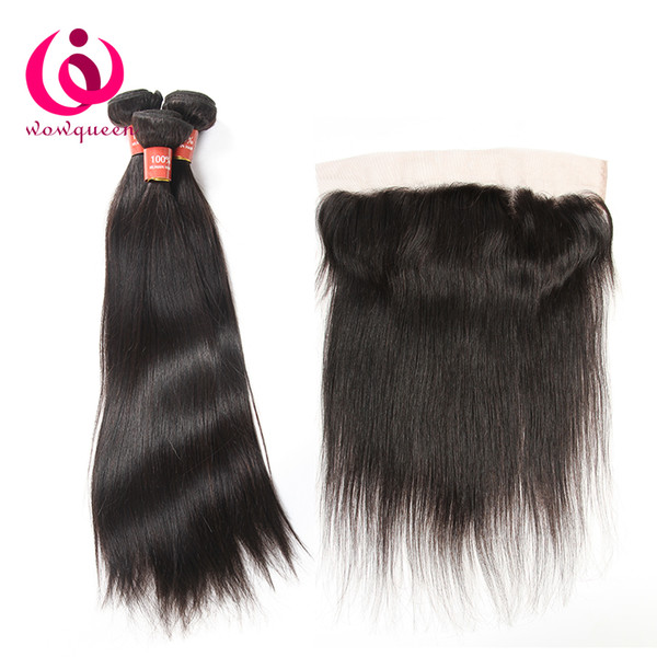 13x4 Ear to Ear Lace Frontal Closure With Bundles Brazilian Straight Hair Weft 3 Bundles Brazilian Straight Human Hair Weave With Frontal