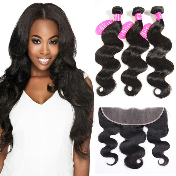 Peruvian Hair Weave Lace Frontal Closure With Bundles Peruvian Virgin Hair Body Wave Lace Frontal Bundles Human Hair Extensions