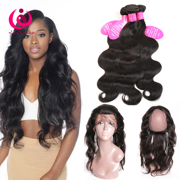 Malaysian Human Hair 360 Lace Frontal With Bundles Body Wave 3 Bundles With 360 Frontal Closure 100% Human Hair Weave Malaysian Virgin Hair